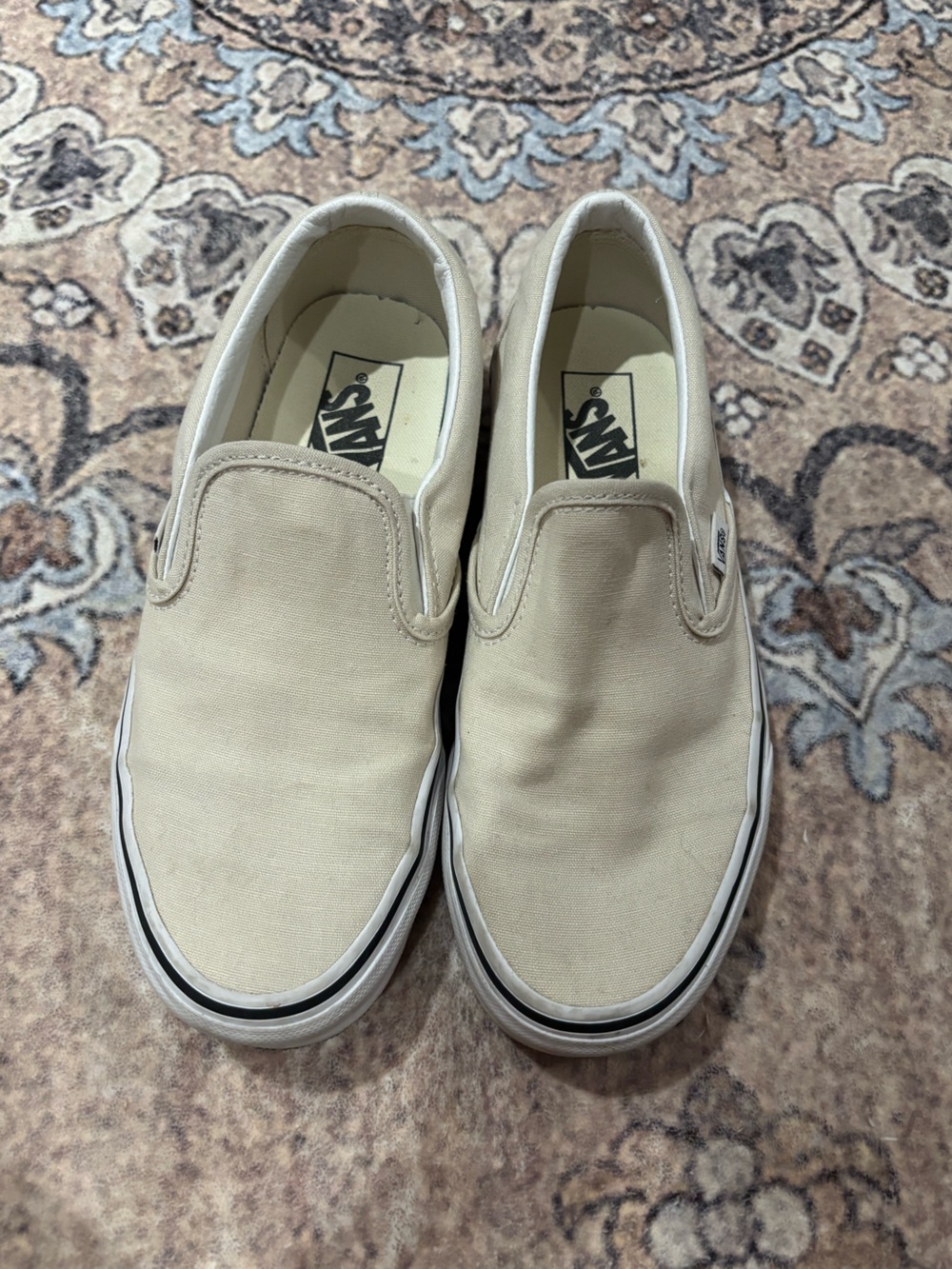 Vans Slip-On Canvas Sneakers in Beige